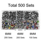 500 Sets Mixed Colors Cz Crystal Rivets Rhinestone Rivets Studs Rapid Rivets Sil