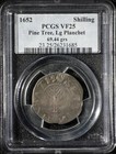 1652 Pine Tree Shilling Large Planchet Noe-10  Salmon-8 Pcgs Vf25