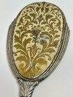 Vintage Vanity Paddle Mirror Hand Held - Gold And Silver- Heavy Patina