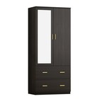 31 5 w X 72 h Two Door Wardrobe With Mirror White dark Brown Dark Brown 31 5 w X