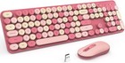 Full-sized Colorful Silent Wireless Keyboard Mouse Combo   Round Keycaps