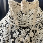 Antique  Victorian European Net Lace Collar   Floral Pattern Boning