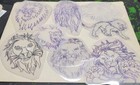 Vintage 1970s 1980s Acetate Stencil Lions Used By Red s Tattoo Studio From Lot 1