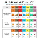 182pcs Car Blade Fuses Assortment Kit Automotive Standard   Mini   Low Profile