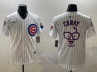 Rare Harry Caray    holy Cow    Patch Cubs Baseball Jersey White blue Mens S-3xl