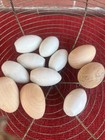 Vintage French Round Wire Metal Egg Basket W  Handle With Wood Eggs