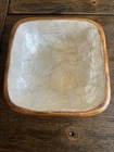 Vintage Monkey Pod Wood Bowl W  Capiz Shell Inlay 5    Square Island Import Hawaii