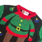 Ugly Christmas Sweater Elf Costume Lights Men   s M Unisex Green Red Holiday Party