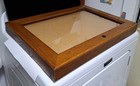 Vintage Solid Oak Shadow Box Display Case     Glass Lid  Cork Backing  Large
