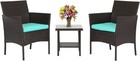 3 Piece Outdoor Furniture Set Patio Brown Wicker Chairs Furniture Bistro Conv   