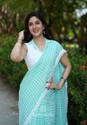 Gorgeous Mul Cotton Saree With Stitched Modal Silk Ajrakh Blouse