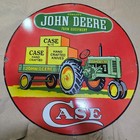 John Deere Case Porcelain Enamel Sign 29 X 29 Inches
