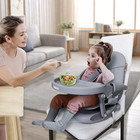 Yoleo Baby High Chair Booster Seat For Dining Table  Adjustable Height Grey