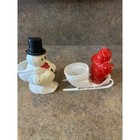 Vintage Plastic Christmas Candy Containers Snowman And Santa Sleigh Blow Mold