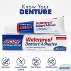 Secure Waterproof Denture Adhesive - Zinc Free - Extra Strong 12 Hour Hold - 1 4