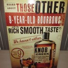 Knob Creek Kentucky Bourbon Whiskey Sign Tin 2010 16x27 Mounted On Wood