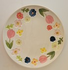 4 Ct Potter   s Studio Ceramic Flower Tulip Salad Plates 8 5  Spring Floral