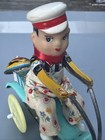 Vintage Wind-up Tin Toy Tricycle Rider Mechanical Toy Works China