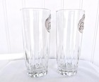 Rare Set 2 Vintage Pastis Glasses W  Metal Medallion Label Made In Italy