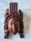 Diety Masks Chinese Daoism Vintage Rosewood Eye Accents Set Of 2 Hand Carved