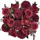 Premium Silk Flowers Bouquet  Artificial Floral Arrangements  Fake Burgundy