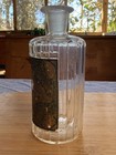 Antique Apothecary Bottle W  Partial Label     No Stopper  C 1900  Ribbed Glass