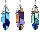 River Of Goods Stained Glass Window Panel Feather Multi-colored  3-set 