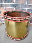 Antique Late 19th Century  Drum  Brass  Painted Wood 15  D   12  H 