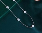 14k White Gold Round 1ct Natural Diamond By The Yard Bezel Station Necklace 18 