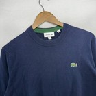 Lacoste Sweater Men s Small Blue Navy Knit Preppy Pullover Crewneck Preppy Logo