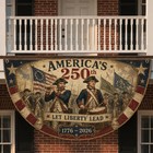 Vintage Us 250th Anniversary Porch Outdoor Semicircle Flag