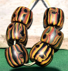 Antique Venetian Lampwork Semi Feathered Italian Stripe Eye Beads  African Trade