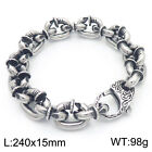 Vintage Silver Stainless Steel Nail Design Link Chain Men s Bracelet 15mm 9 44  