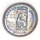 1958 Canada Silver Dollar 1 00  Blue Toned Unc   6oz Asw 