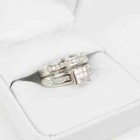 14k White Gold 2 3ct Round Lab-created Diamond Engagement Wedding Trio Ring Set
