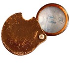 Antique Vintage Magnifying 5x Glass With Tortiose Shell Ring   Leather Slip Case