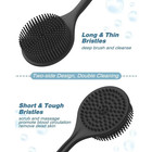 Long Handle Black Silicone Back Scrubber Brush Bath Shower Exfoliating Massage