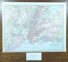Vintage 1900 Greater New York Map 14 x11    Old Antique Original Nyc Boroughs
