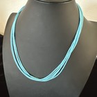 Southwestern Blue Turquoise Heishi 5s Sterling Silver Necklace 19    20127