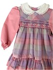 Vintage Polly Flinders Pink Plaid Peter Pan Collar Smocked Dress Size 2t