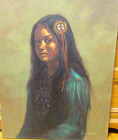 Severo Zavaleta American Indian Girl Original Oil On Canvas Painting