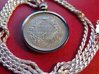 1944 India Silver 1 2  Rupee Pendant On A 24  925 Italian Silver Rope Chain