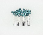 Gorgeous Teal Rhinestone Crystal Floral Hair Comb