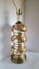 Vtg Mid Century Hollywood Regency Mercury Glass With Bronze Paste Scroll Lamp