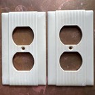 Lot 9 Uniline P s Ribbed Bakelite Switch Plate Outlet Covers Vintage Bryant
