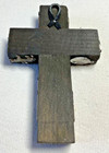 Cross With Charms Folk Art Vintage Milagros Mexican Wooden Metal Religious
