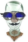 Antique Willson Half Cobalt Blue Lens Sunglasses Goggles Old Vtg Safety Glasses