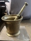 Antq Heavy Large Brass Mortar Pestle Pharmacy Apothecary  Close To 7 Lbs 5   x4 75