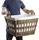 Wicker French Laundry Basket Walnut Brown
