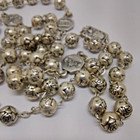 Vintage Silver Tone Catholic Rosary Rosebud Bead Necklace Crucifix Basilica Ital